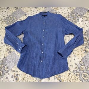 Indian Terrain Blue Casual Button-Down Shirt